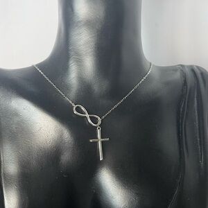 Infinity cross sterling silver necklace